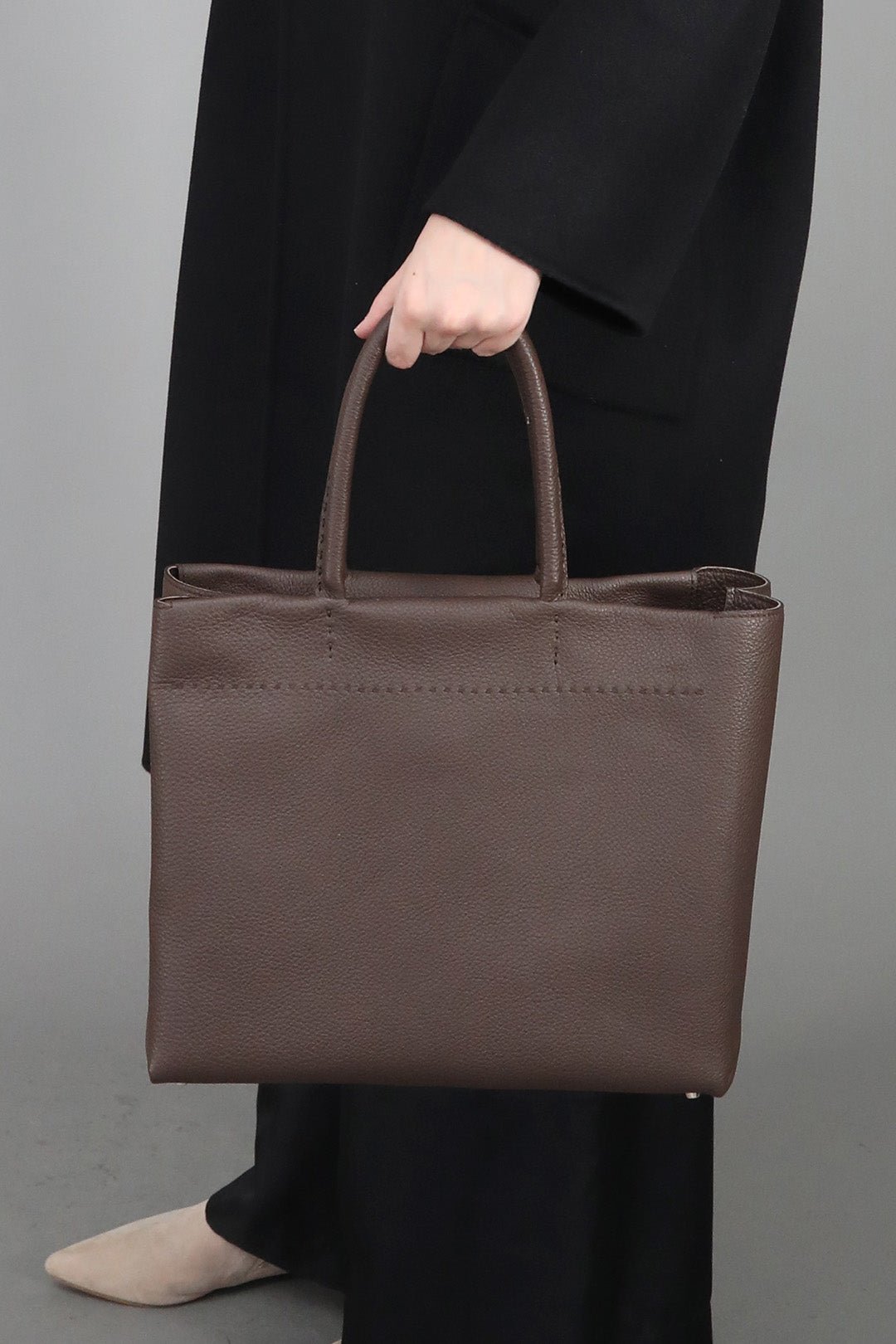 MARCEL HANDBAG IN ITALIAN LEATHER CHOCOLATE - Image 5